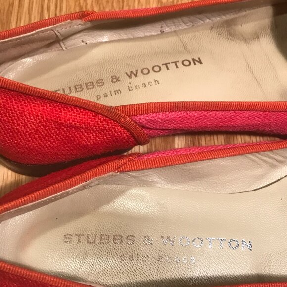 Stubbs & Wootton Two-Tone Pink Orange-Red Leather Flats Size 6.5 - Picture 15 of 16